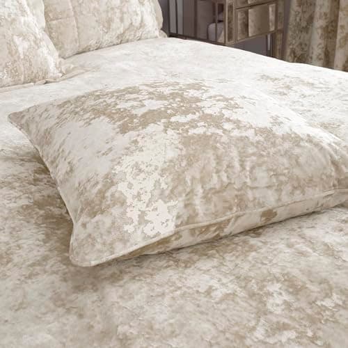 Image of Catherine Lansfield Downstairs Living Crushed Velvet 55x55cm Cushion Natural