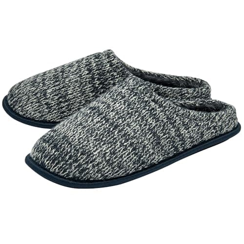 Image of DUNLOP Mens Knitted Mule Slippers - Navy - UK 8