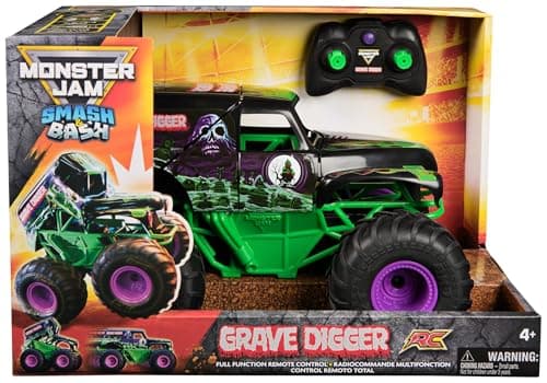 Image of Monster Jam, Official Smash & Bash Grave Digger Remote Control Indoor & Outdoor Vehicle, 1:15 Scale Repairable Monster Truck, Kids Toys for Boy and Girls Age 4 and up