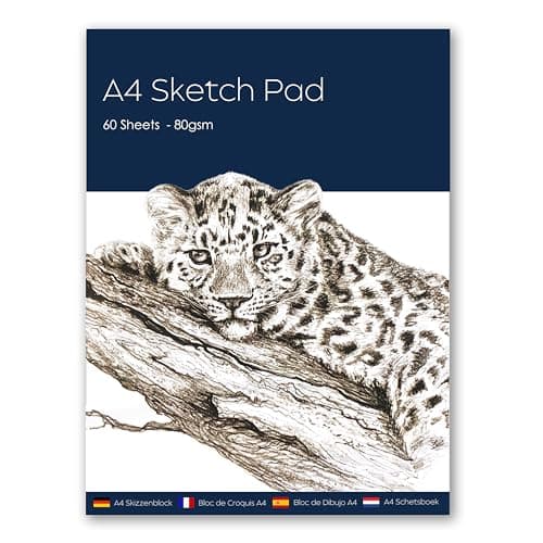 Image of A4 Sketch Pad for Artists,Drawing Paper, Art Sketch Book - Perfect for Painting, Drawing and Sketching, 80 GSM White Paper,60 Sheets