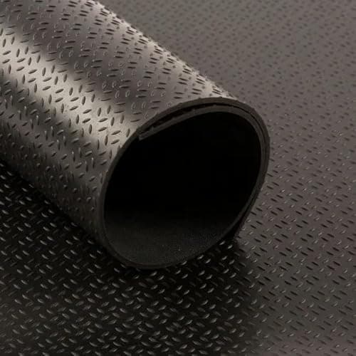 Image of Black Rubber Matting Roll | Thick Heavy Duty Flooring Mat, Indoor & Outdoor, Non-Slip, Waterproof & Easy to Cut | Ideal for Garage, Vans, Gym, Shed Floor | 3mm (2.5m x 1.5m, Small Diamond)