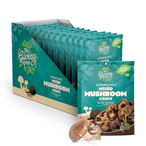 Image of The Giving Tree Vacuum Fried Mushroom Veggie Crisps I Vegan, Gluten Free Nutritional Crisps (Case of 12, Mixed Mushroom Black Truffle)