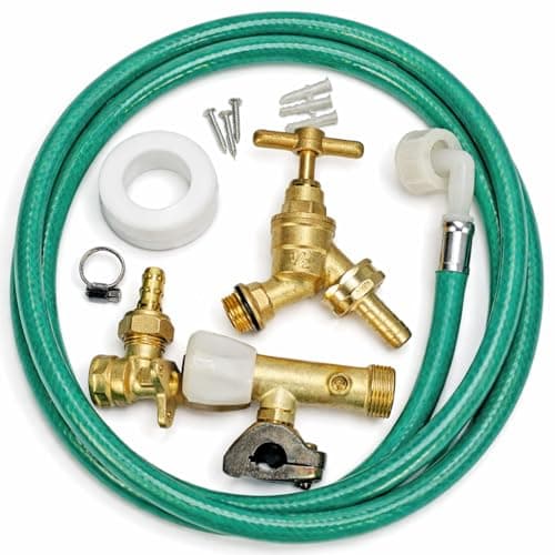 Image of Dunnet Tools Outdoor Garden Tap Kit Solid Brass Outside Tap Kit with Including Union Nut Flanged Insert & Rubber Washer Quick Connector Screws & Wall Plugs DIY Hose Adaptor