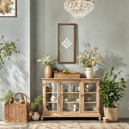 Image of Sintosin Rustic Wood and Metal Wall Art Decor Living Room 14 x 35 Inch, Hanging Distressed White Decorative Vintage Wrought Iron Wall Decor for Living Room Entryway Hallway Bedroom Kitchen