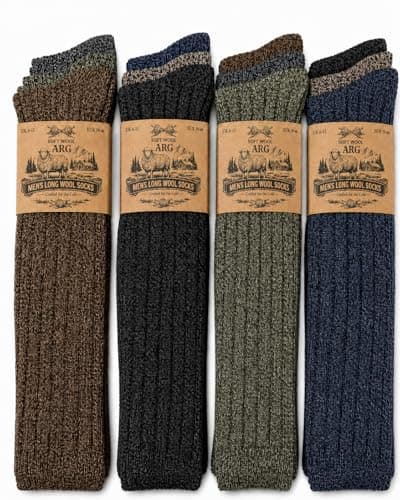 Image of ARG 3 Pairs Mens Soft Thermal Premium Quality Long Wool Blend Boot Socks Mix Colours Size UK 6-11 EU 39-46