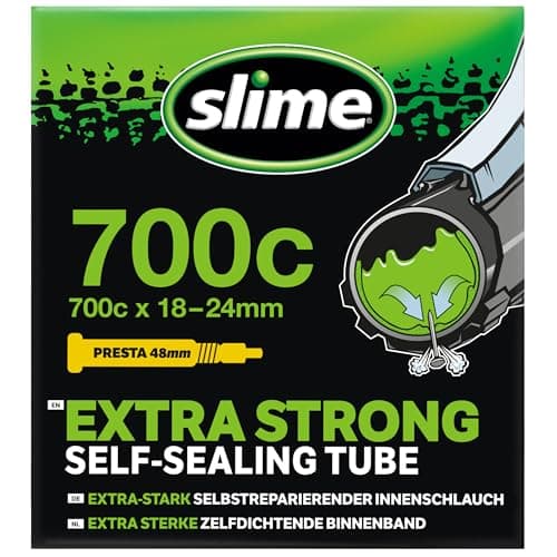 Image of Slime 30061 Bike Inner Tube with Slime Puncture Sealant, Self Sealing, Prevent and Repair, Presta Valve, 700c x 18-24mm