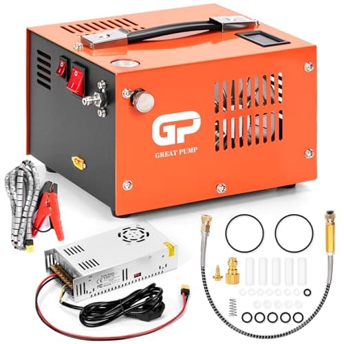 Image of TUXING PCP Air Compressor, Portable 4500Ps PCP Compressor, 8MM Quick-Connector Compatible for PCP Air Gun with Water/Oil Separator, Built-in Power Adapter(220V AC or 12V Car Battery)