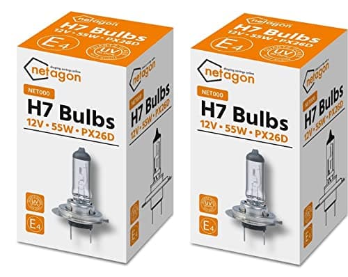 Image of Netagon H7 Headlight Bulb - X2 H7 477 Car Headlight Bulb, 12V 55W Headlight Bulbs Light Bulbs, Dipped Headlamp Halogen Bulb PX26D Base Headlight Bulbs - TWIN PACK