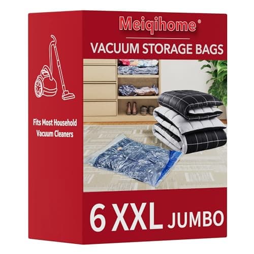 Image of Vacuum Storage Bags 6XXL, Space Saver Sealer Bags, Airtight Compression Bags for Clothes, Pillows, Comforters, Blankets, Bedding