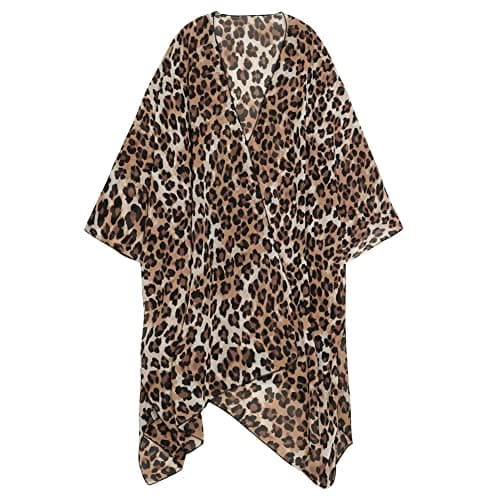 Image of Women's Kimono Cardigan Long Chiffon Floral Swimsuit Cover up Bohemian Beachwear Bikini Shawl Tops