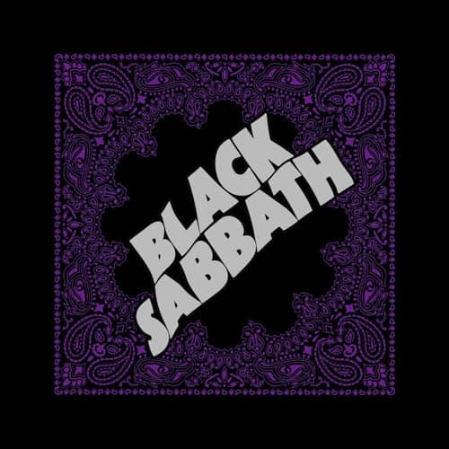 Image of Black Sabbath Purple Wavy Logo Official Black Bandana Rock Band Music Head Kerchief