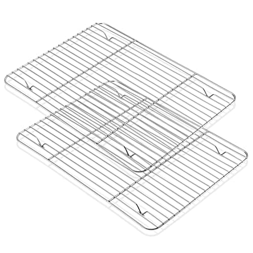 Image of HaWare Cooling Rack Set of 2, Stainless Steel Thick Wire Rack for Roasting Grilling Drying, 38.7 x 28.3 x 1.5cm, Baking Large Oven Tray Rack for Cake/Meat/Pizza, Heavy Duty & Dishwasher Safe