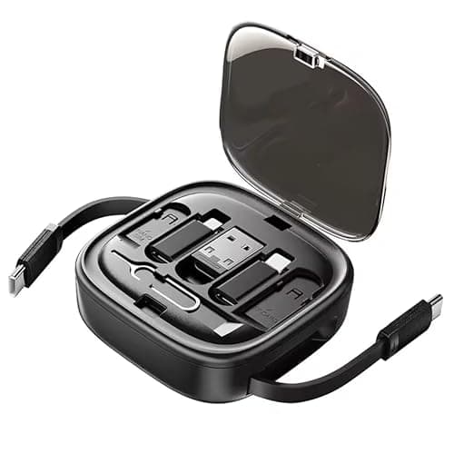 Image of wowtravel 5 in 1 Retractable Charging Cable 60W Fast Charge USB C Multi Cable with Data Transfer USB C Micro USB Adapters Phone Stand Extendable 20 to 100cm for Phones Tablets Laptops Travel