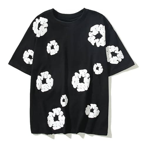 Image of Y2K men's short sleeved Short Sleeve T-shirt women's foam sports shirt hip-hop top, Black, Medium