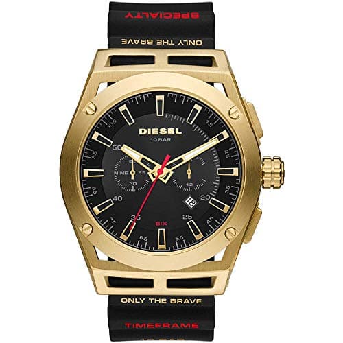 Image of Diesel Watch for Men Timeframe, Chronograph Movement, 48 mm Gold Stainless Steel Case with a Silicone Strap, DZ4546