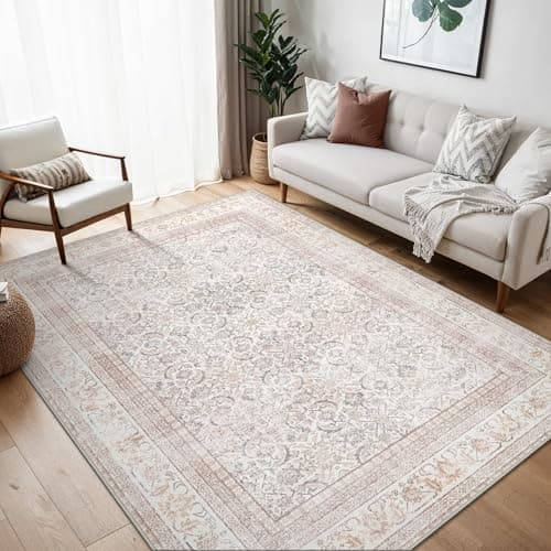 Image of BEIMO 200x290cm Area Rugs for Bedroom,Vintage Boho Carpets for Living Room Non Slip Machine Washable Rug Short Low Pile Rug for Office-Beige