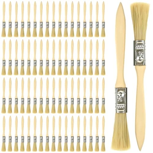 Image of PINGEUI 70 PCS 0.5 Inch/10mm Chip Paint Brushes, Wooden Handle Paint Brush Set, Half Inch Paintbrush Decorating for Touch up Painting Wall Furniture Cabinets Fences Home DIY