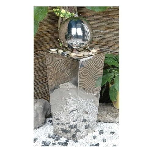Image of Sphere & Stainless Steel Column Mains Powered Water Feature