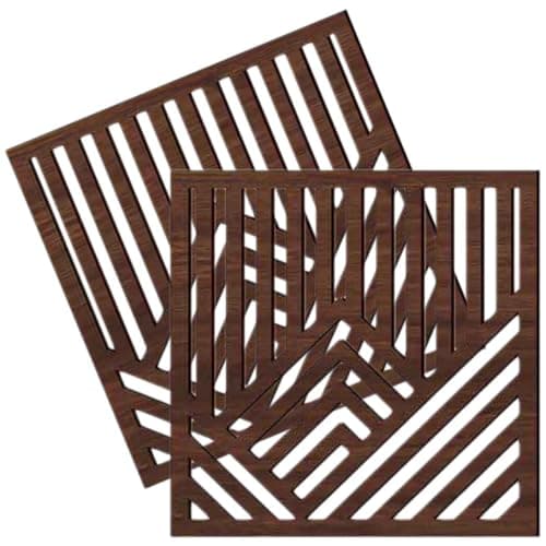 Image of ULDIGI 2pcs Small Walnut Grain Hollowed Wooden Mountain Wall Art Panel Decorative Abstract Home Wall Decor for Living Room and Garden