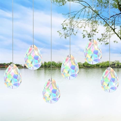 Image of 10 pcs Crystal Suncatcher Prism Pendant, 38 mm Glass Sun Catchers for Windows, Chandelier Lamp Teardrops Ornament, Hanging Rainbow Maker for Home Wedding Party Tree Decor