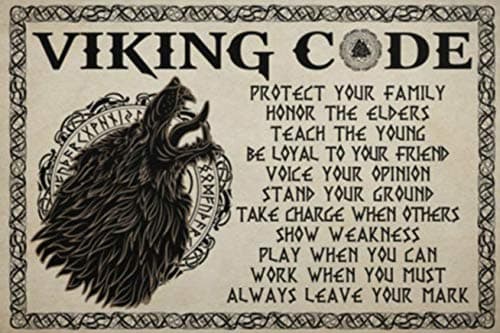 Image of Bioprocess Wolf Viking Code Protect Your Family Honor The Elders Teach The Young Ideas Gifts Home Living Wall Decor Wall Art Decor Metal Sign Poster 8x12 inches