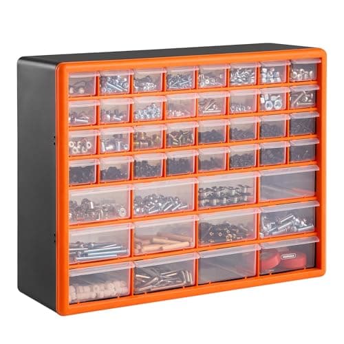 Image of VonHaus 44 Multi Drawer Organiser with Adjustable Dividers - Plastic Multi Tool Box Organiser with 44 Compartment Drawers - Ideal for DIY Tool Bits, Fishing Tackle, Fixings & Accessories Storage