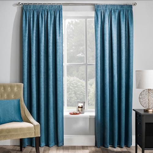 Image of Enhanced Living Matrix Teal Blue Curtains for Living Room - 46x72 inch (117x183 cm) - Tape Top Noise Reducing Thermal Curtains for Bedroom - 2 x Curtain Panels