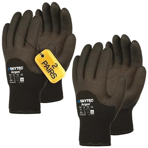 Image of Skytec Thermal Gloves - 2 Pairs Heavy-Duty Winter Work Gloves for Men & Women - Lightweight, Argon-Insulated, Cold & Water-Resistant Safety Gloves for Secure Grip - Large