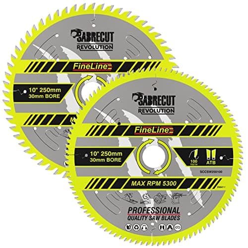 Image of 2 x SCCSW250K1 SabreCut 250mm 60T and 100T x 30mm Bore FineLine Thin Kerf Wood Plywood MDF Chipboard Cross Cutting and Rip Cutting Saw Blades