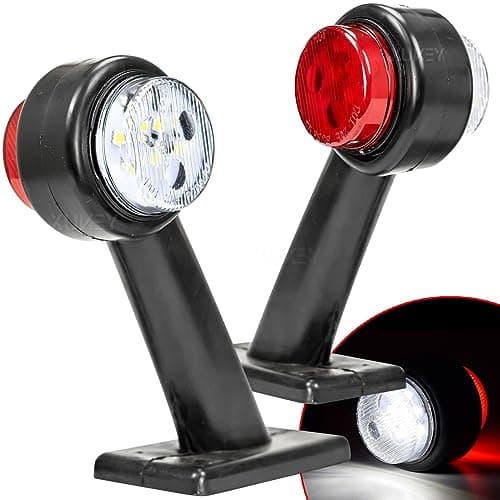 Image of AUTOXBERT 2pcs Rubber LED Side Marker Lights 10-30V Waterproof Trailer Side Marker Lamps Double Side Warning White & Red Light for Truck Trailer Lorry RV Caravan