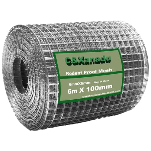 Image of C&Xanadu 100mm X 6m Wire Mesh Roll,Rodent Proofing Metal Mesh Galvanised,Welded Steel Mesh Panels Stop & Prevent Rat & Mouse Access