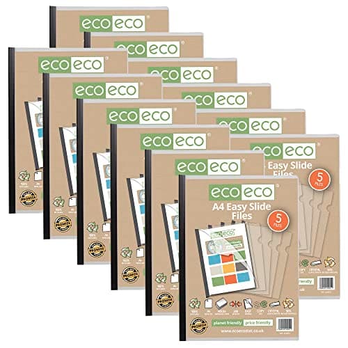 Image of eco-eco A4 50% Recycled Bag 60 Easy Slide Files, Clip bar Project Report Files, eco051x12 Black