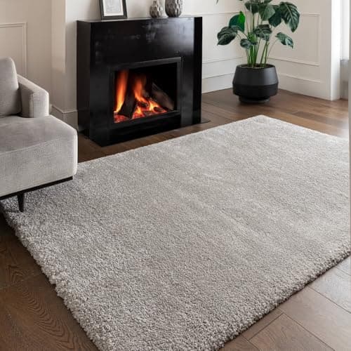 Image of Lord of Rugs Modern Shaggy Rug Ultra Soft, Cozy, Plush, Densely Woven High Pile Carpet for Living Room & Bedroom Atlas Area Rug Silver, Medium 120 x 170 cm (4'x5'6")