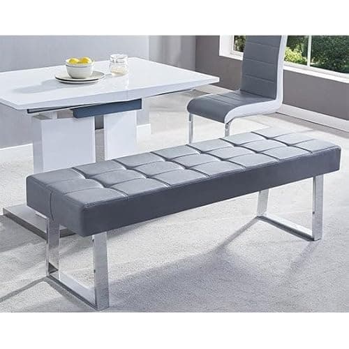 Image of Austin Large Faux Leather Dining Bench In Grey