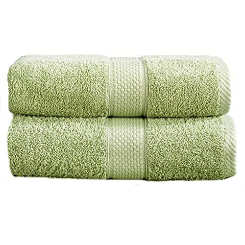Image of Sue Rossi Ltd 100% Turkish Cotton Guest Towels Hand Kitchen Towel Face Cloth 40 x 60 cm Pack Of 2 Twin Set (Sage Green)