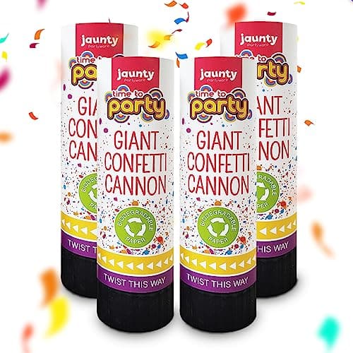 Image of SOL 4pk Confetti Cannons Large - Giant Party Poppers Paper Cannon - Multicolour Papers Mix for Weddings, Birthdays, New Year's Eve, and Celebrations - Safe, Easy to Use, Perfect for Photos and Videos