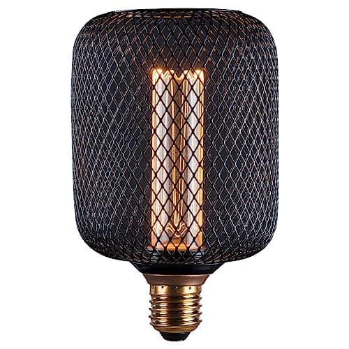 Image of Harper Living LED E27 Metal Cage Lamp, Dimmable Industrial Clamp-On Light 1800K - Table, Ceiling, or Pendant Light Fixture (Cylinder)