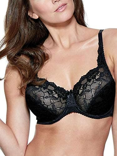 Image of Charnos Rosalind Bra 165010 Underwired Non Padded Full Cup Lace Secret Support, Black, 36G
