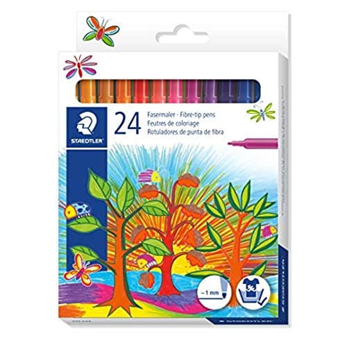 Image of STAEDTLER 325 C24 Fibre-Tip Colouring Pen, 1.0mm Fine Tip - Assorted Colours (Pack of 24)