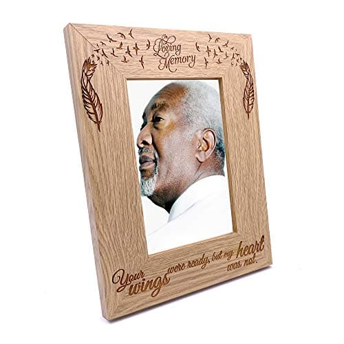 Image of In Loving Memory Remembrance Memorial Portrait Oak Wood Finish Photo Frame (5 x 7 Inch)