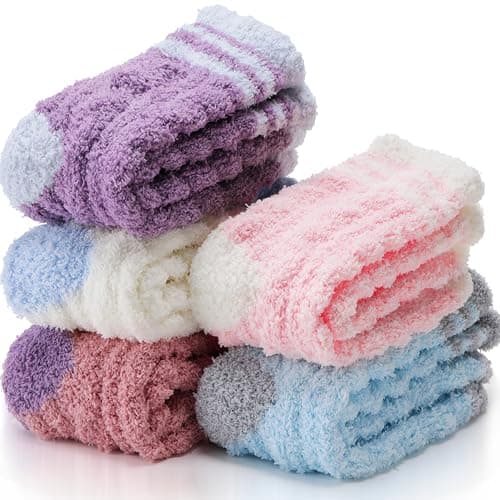 Image of ANTSANG Fluffy Socks Womens Ladies Bed Slipper Cosy Winter Warm Thick Soft Fleece Comfy Gift Christmas Stocking Fillers(Candy Colours)