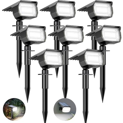 Image of btfarm 8 Pack Solar Lights Outdoor Garden, 72 LED Solar Spot Lights 3 Modes IP65 Waterproof Garden Uplighters Solar Powered, Auto ON/Off Spotlight for Yard Driveway Pathway Landscape 6500K Cool White