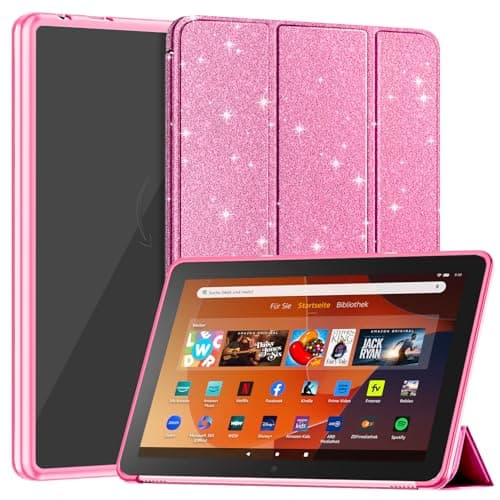 Image of Smart Case for 8in Tablets, Not Fits Nokia Onn 8 inch Tablets,Mansiruyi Slim Light Trifold PU Case with Auto Sleep/Wake -Glitter Pink