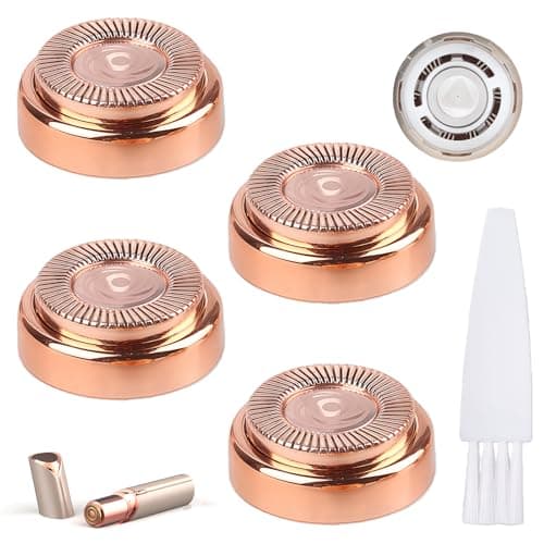 Image of Hair Remover Replacement Heads for Gen 1 Finishing Touch Flawless Facial Hair Remover, Smooth Removable Heads with Cleaning Brush for Women’s Lip, Chin and Cheeks, 4 Pack Rose Gold