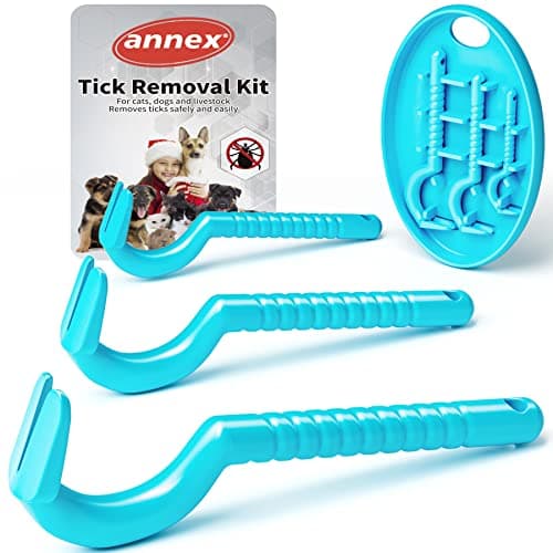 Image of Tick Remover Tool for Dogs, Cats, and Humans - Painlessly Remove Ticks in Seconds - Set of 3 Tick Hooks, Including Storage Box