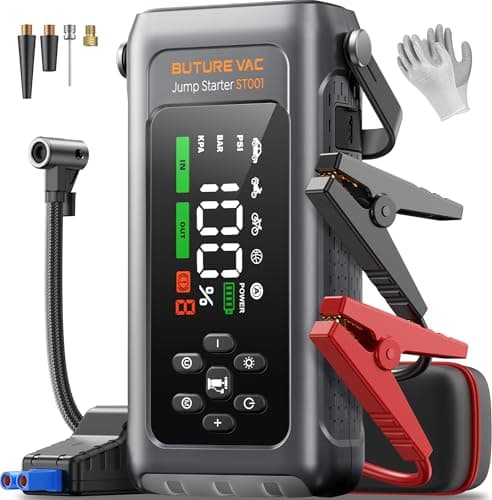 Image of 5000A Jump Starter Power Pack with 150PSI Air Compressor, Car Battery Booster Jump Starter for 12V Vehicle(Up to All Gas/9L Diesel), Jump Pack with Flashlight, Force Start, Gloves