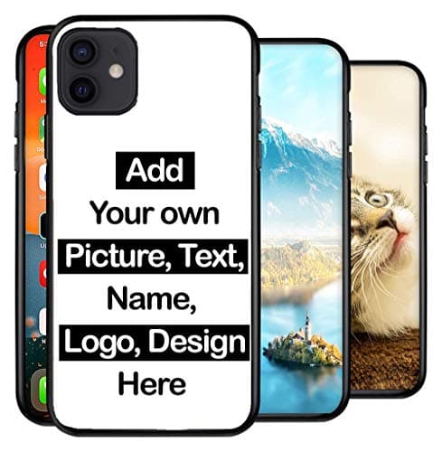 Image of Personalised Phone Case for iPhone 12 Mini, Add Your Text, Picture, Designs, Business Logo on Shockproof TPU Bumper back Cover Customised Gift idea for Birthday, Wedding, Anniversary, Special Moments