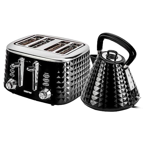 Image of Geepas 4 Slice Bread Toaster & 1.5L Cordless Electric Kettle Combo Set with Textured Design – 1750W Toastie Machine with 7 Browning Control - 3000W Pyramid Kettle with Auto Shut Off & Boil Dry Sensor