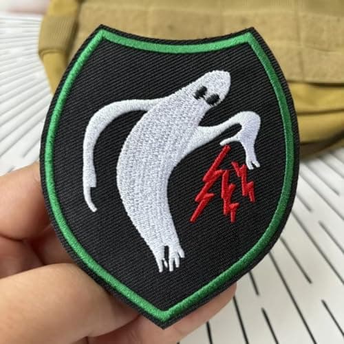 Image of Ghost Lightning Patch - Meme Halloween Ghost Embroidered Patches, Military Tactical Morale Patch with Hook&Loop Fastener, Patches for Backpacks, Military Uniforms, Jeans, Jackets, Vests, Hats & More 