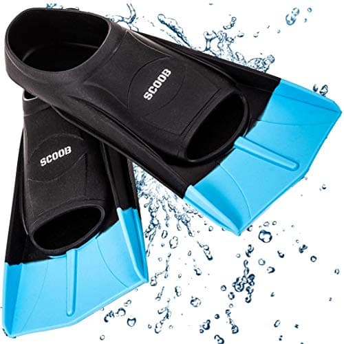 Image of Swimming Flippers Training Swim Fins Short Blade For Snorkeling Diving Pool Activities Men Women Kids New Smart Camp Trendy Design Travel Size Mesh Bag (black-blue, 36-38 M)